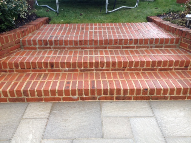 after pressure washing brick